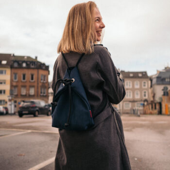 SÄCKLE-Mini-Marineblau-Lederrucksack